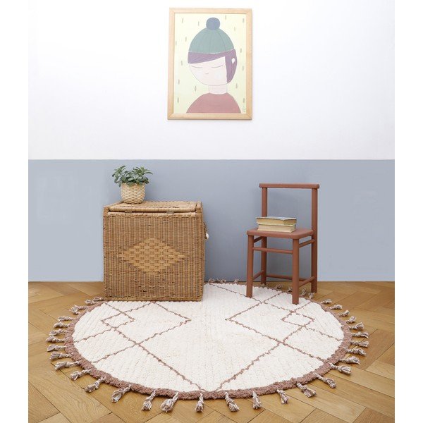 Balti brūns ar rokām darināts kokvilnas paklājs Nattiot Come, ø 120 cm-image-2