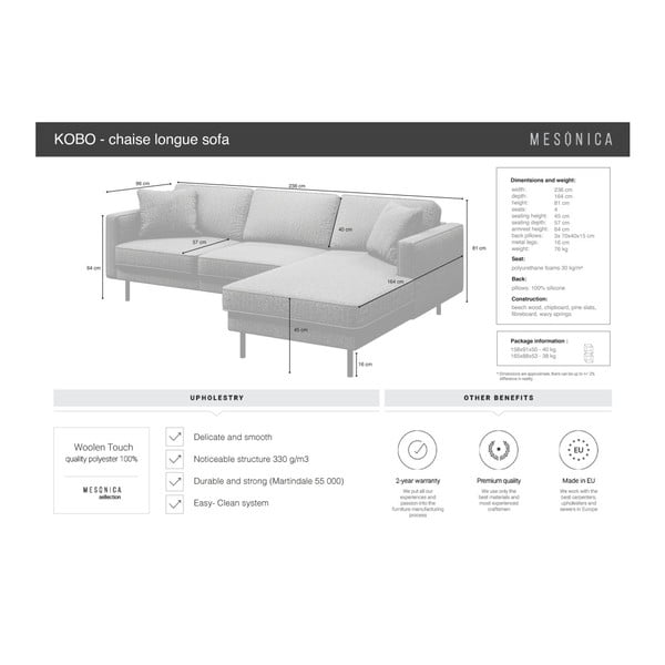 Oranžīgi brūns stūra dīvāns MESONICA Kobo, labais stūris-image-4