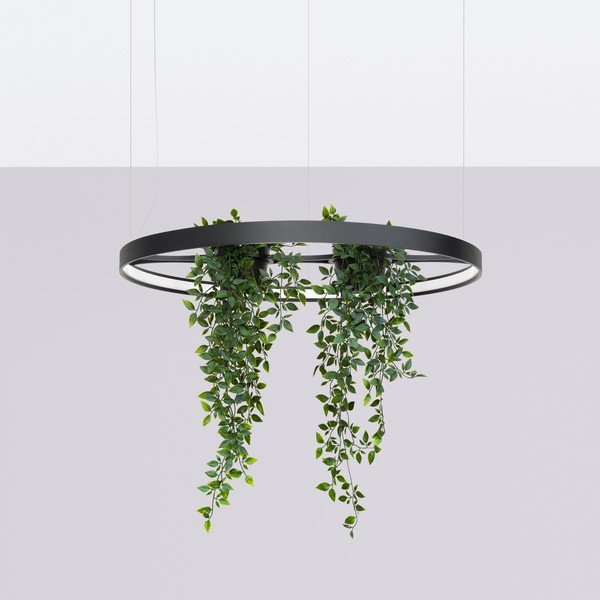 Melna alumīnija LED piekaramā lampa ø 78 cm RIO – Thoro-image-4