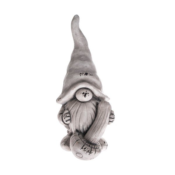 Pelēka dekorācija Dakls Gnome, augstums 44,5 cm