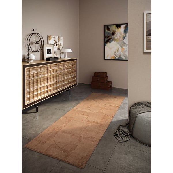 Brūns ar rokām darināts vilnas celiņa paklājs 80x250 cm Alexis – Villeroy&Boch-image-1