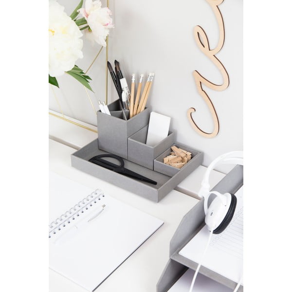 Pelēks rakstāmgalda organizators ar 4 nodalījumiem Bigso Box Of Sweden Lena-image-1
