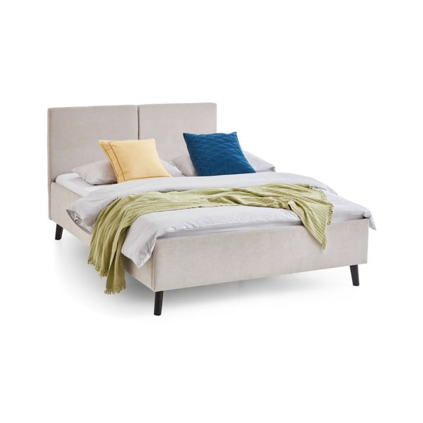 Bēša polsterēta divvietīga gulta ar redelēm 140x200 cm Piano – Meise Möbel-image-3