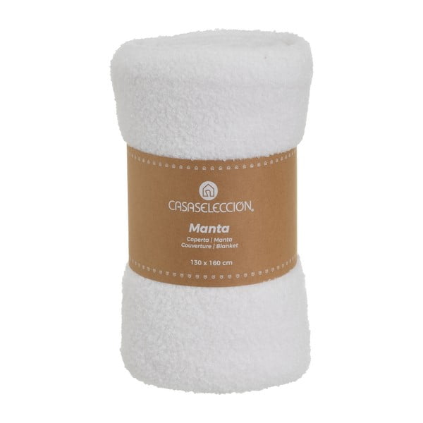 Balts pleds no Sherpa flīsa 130x160 cm Sherpa Bouclé – Casa Selección-image-4