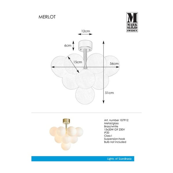 Griestu lampa Markslöjd Merlot Plafond Brass 13L-image-2