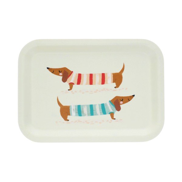 Krēmkrāsas koka bērnu paplāte 20x28 cm Sausage dog – Rex London