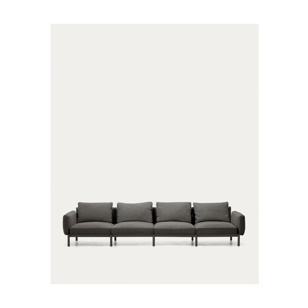 Tumši pelēks dārza modulārais dīvāns 370 cm Sorells – Kave Home-image-4