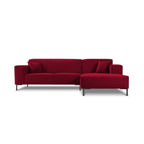 Sarkans samta stūra dīvāns Cosmopolitan Design Siena, labais stūris-image-3