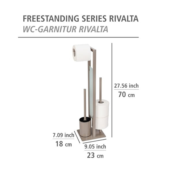 Gaiši brūns tualetes papīra turētājs ar tualetes birsti Wenko Rivalta-image-4