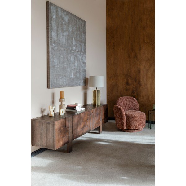 Tumša dabīga toņa masīvkoka TV galdiņš 188x60x45 cm Bruneau – Dutchbone-image-1