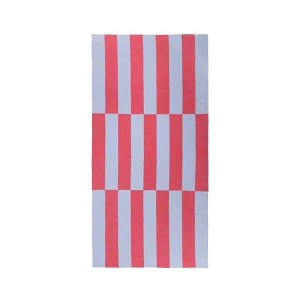 Sarkans/gaiši zils kokvilnas pludmales dvielis 100x160 cm Su – noo.ma