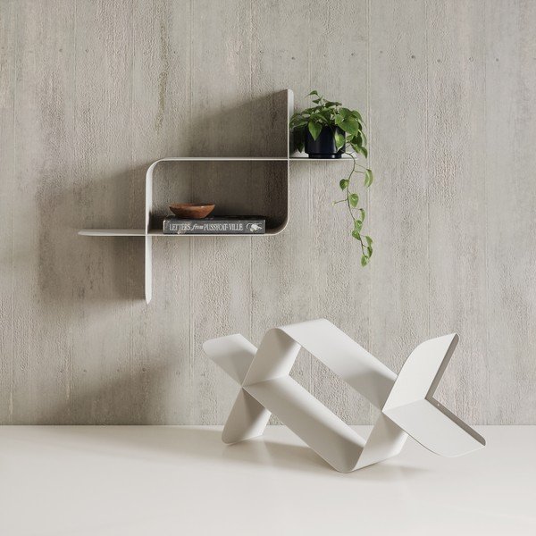 Matēti balti daudzlīmeņu tērauda sienas plaukti (2 gab.) 62 cm Montage – Umbra-image-2