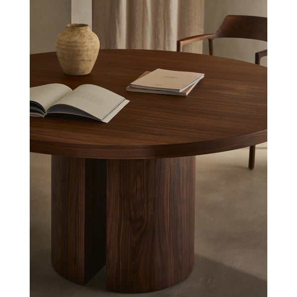 Apaļš ēdamgalds ar valrieksta koka imitācijas galda virsmu ø 150 cm Nealy – Kave Home-image-2