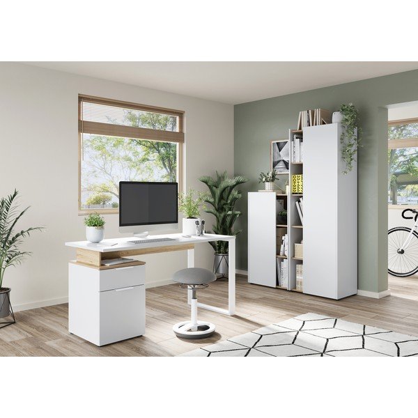 Darba galds ar baltu galda virsmu 61x140 cm Hasselt – Germania-image-1