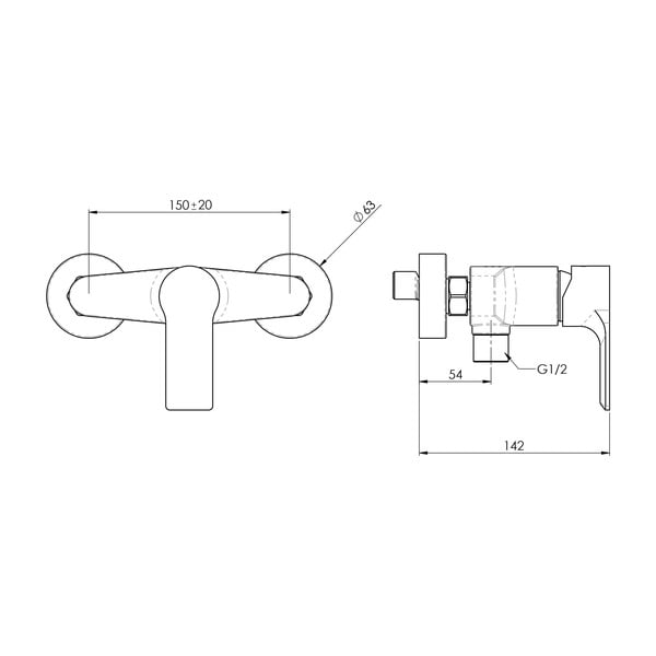 Matēti melns sienas jaucējkrāns dušai (ar 1 izvadu) Pax – Sapho-image-1