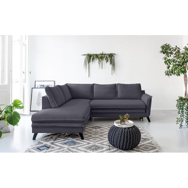 Antracīta pelēks izlaižams stūra dīvāns Miuform Charming Charlie L, kreisais stūris-image-1