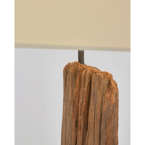 Balta/brūna stāvlampa ar auduma abažūru (augstums 175 cm) Powell – Kave Home-image-4