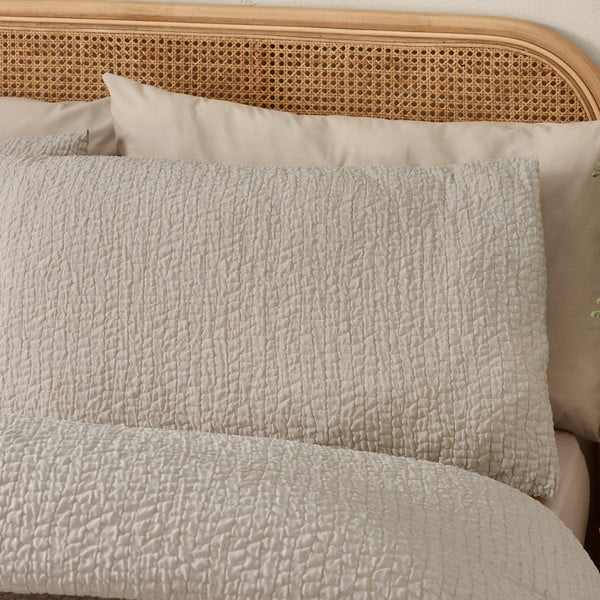 Gaiši brūna divguļamā gultas veļa no krepa auduma 200x200 cm Crinkle Seersucker – Catherine Lansfield-image-2