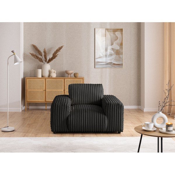 Tumši pelēks velveta atpūtas krēsls Justin – Ropez-image-1