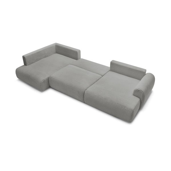 Tumši pelēks velveta salokāms/ar uzglabāšanas vietu stūra dīvāns (ar kreiso stūri/U veida) Lucien – Bobochic Paris-image-4