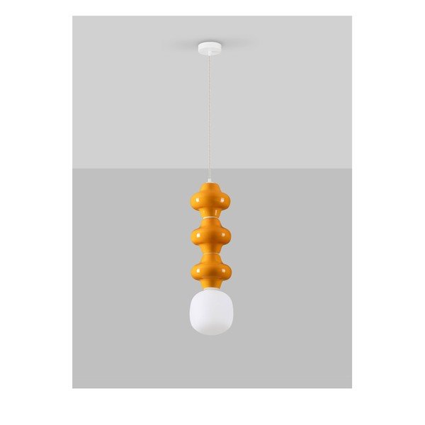 Balta/oranža keramikas piekaramā lampa ar stikla abažūru ø 18 cm Clio – Nova Luce-image-2