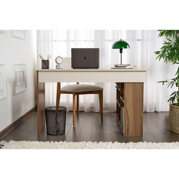 Darba galds ar riekstkoka imitāciju 120x130 cm Vesper – Kalune Design-image-3