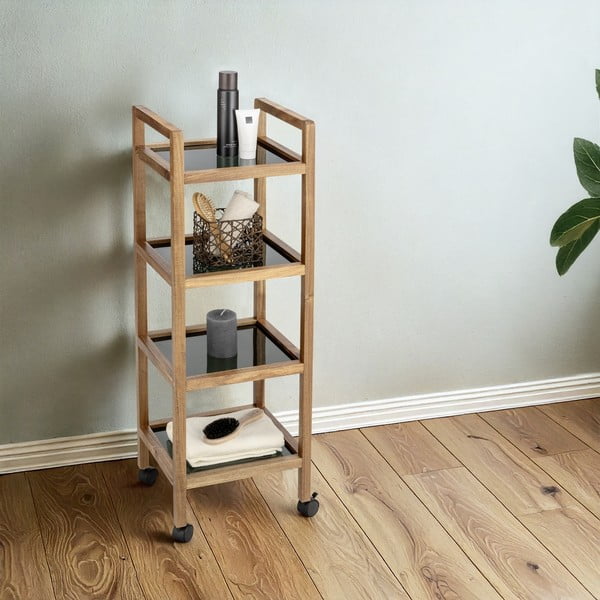 Melns/dabīga toņa akācijas masīvkoka vannas istabas plaukts 35x101,5 cm Fondi – Wenko-image-1