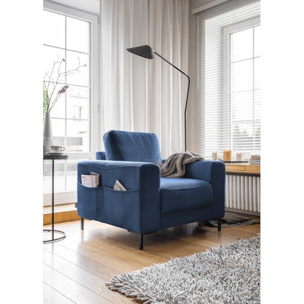 Tumši zils velveta atpūtas krēsls Lofty Lilly – Miuform-image-2