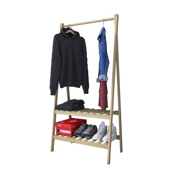 Dabīga toņa drēbju pakaramais ar ozolkoka imitāciju Susanne – Kalune Design-image-2