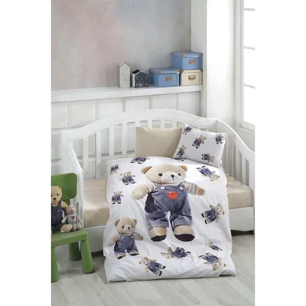 Četrdaļīga kokvilnas bērnu gultas veļa ar palagu 100x150 cm – Mila Home