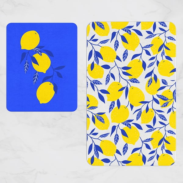 Dzelteni/zili vannas istabas paklājiņi (2 gab.) – Oyo Concept