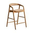 Dabīga toņa ozola masīvkoka bāra krēsls ar roku balstiem (sēdekļa augstums 65 cm) Derile – Kave Home