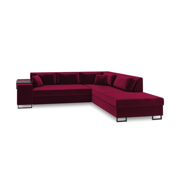 Sarkana samta izvelkamais stūra dīvāns Cosmopolitan Design York, labais stūris