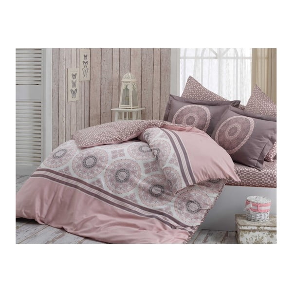 Divguļamās gultas veļa ar gultas pārklāju, kokvilnas satīns Silvana, 200 x 220 cm
