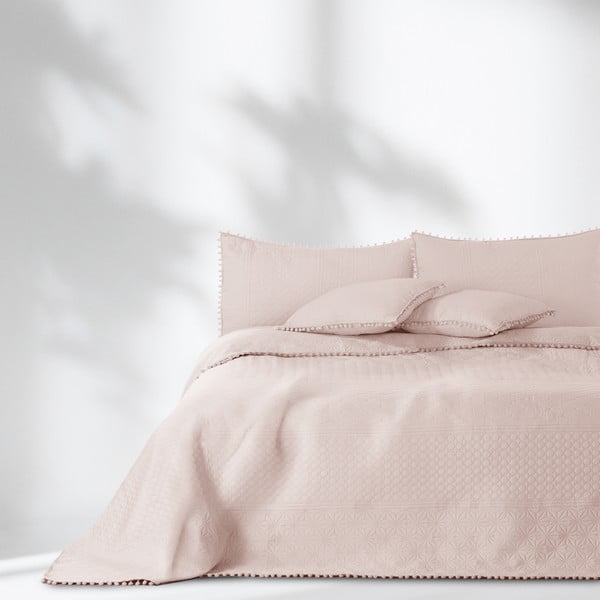 Gaiši rozā gultas pārklājs AmeliaHome Meadore, 220 x 240 cm