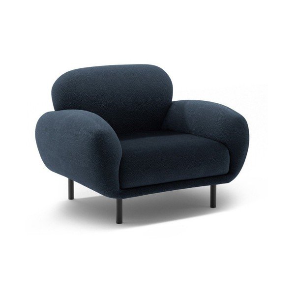 Tumši zils atpūtas krēsls no buklē auduma Poppy – Micadoni 