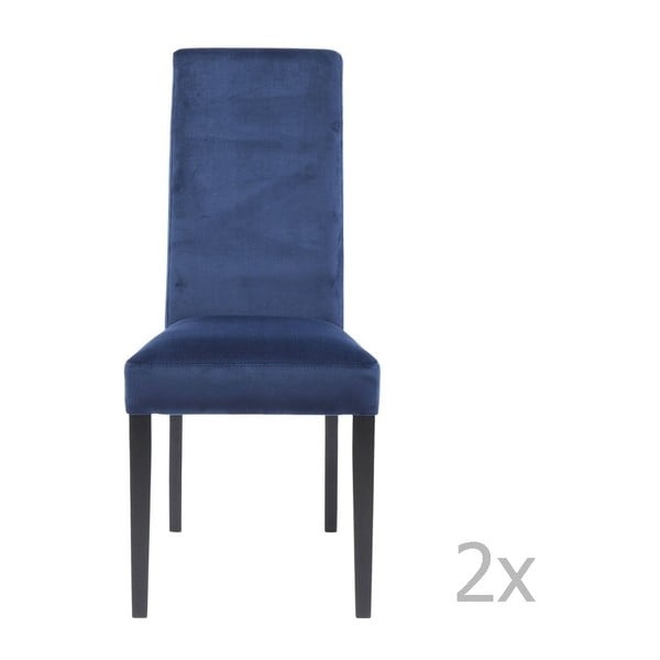 2 zilu ēdamistabas krēslu komplekts ar dižskābarža koka kājām Kare Design Velvet