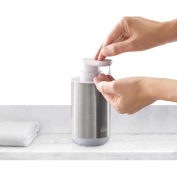 Sudraba krāsas nerūsējošā tērauda ziepju dozators 300 ml Duo Steel – Joseph Joseph-image-4