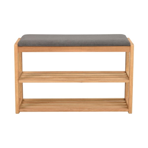 Dabīga toņa ozola masīvkoka apavu plaukts ar soliņu Confetti – Rowico-image-2