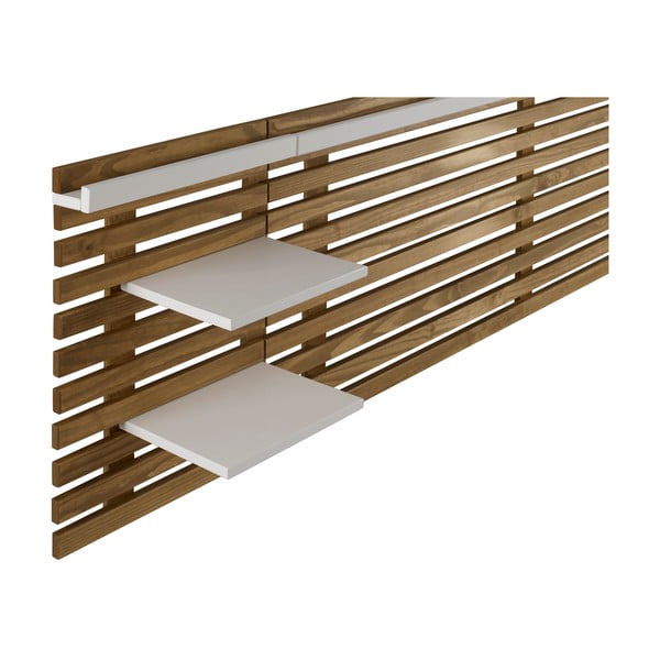 Balts/dabīga toņa priedes masīvkoka gultas galvgalis 240x62 cm Nidra – Marckeric-image-4