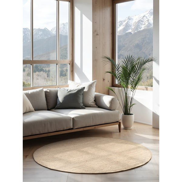 Krēmkrāsas džutas apaļš paklājs ø 160 cm Bouclé Jaipur – Hanse Home-image-1