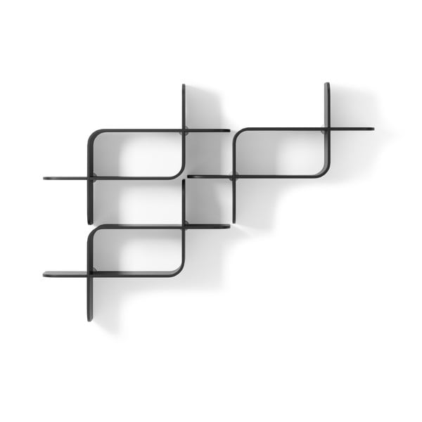 Melns daudzlīmeņu gumijkoka masīvkoka sienas plaukts 62 cm Montage – Umbra-image-4