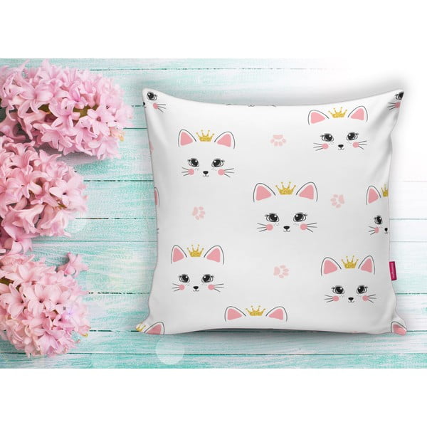 Bērnu spilvendrāna 43x43 cm White Pink Cat – Mila Home-image-1