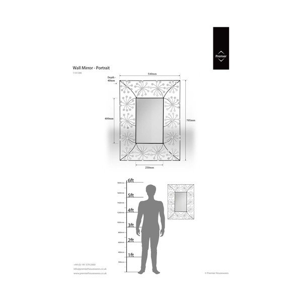 Sienas spogulis 56x70 cm Floret – Premier Housewares-image-1