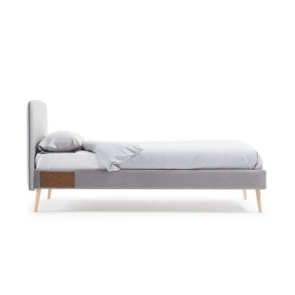 Pelēka polsterēta gulta Kave Home Lydia, 90 x 190 cm-image-4