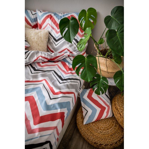 Zila/pelēka vienguļamā trīsdaļīga gultas veļa no kokvilnas satīna 140x200 cm Marina – JAHU collections-image-2