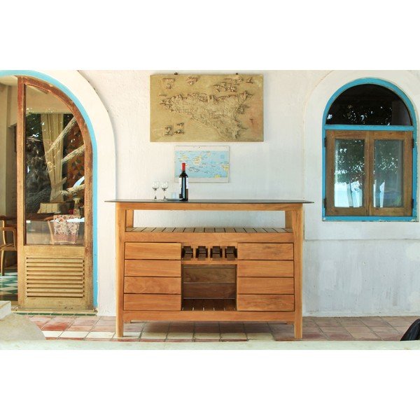 Tīkkoka masīvkoka dārza bāra galds 160x90 cm Navy – Ezeis-image-1