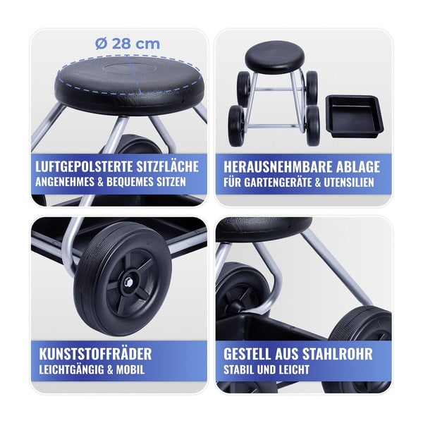 Melna/pelēka dārza taburete Secura – Maximex-image-4