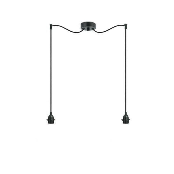 Melna dubultā griestu lampa bez abažūra Sotto Luce Bi Kage