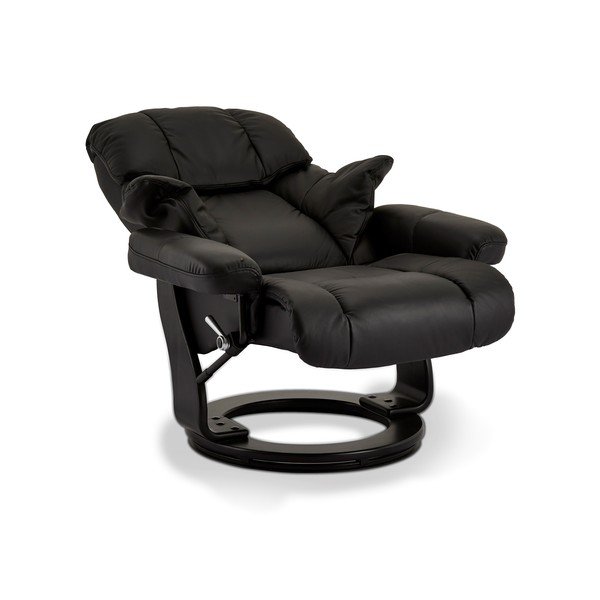 Melns ādas krēsls ar kāju balstu Furnhouse Crown-image-2